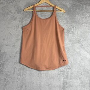 Nike Womens High Neck Active Tank Top Terracotta Clay Scoop Back Size M 0372